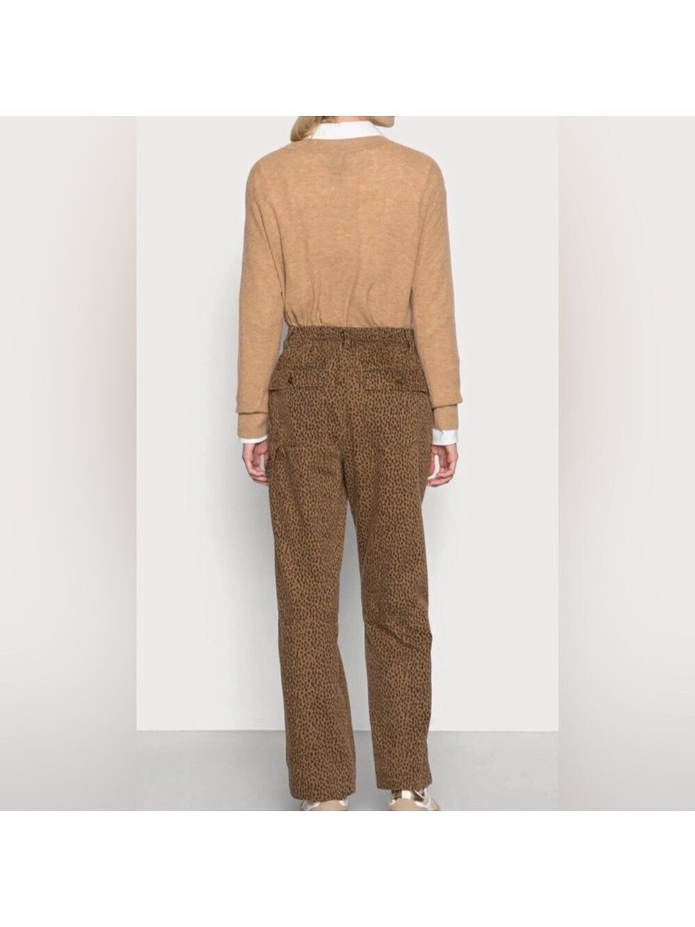 Gap High Rise Carpenter Straight Leg Pants Leopard Print Mobwife Pull-On Pants - Picture 2 of 5